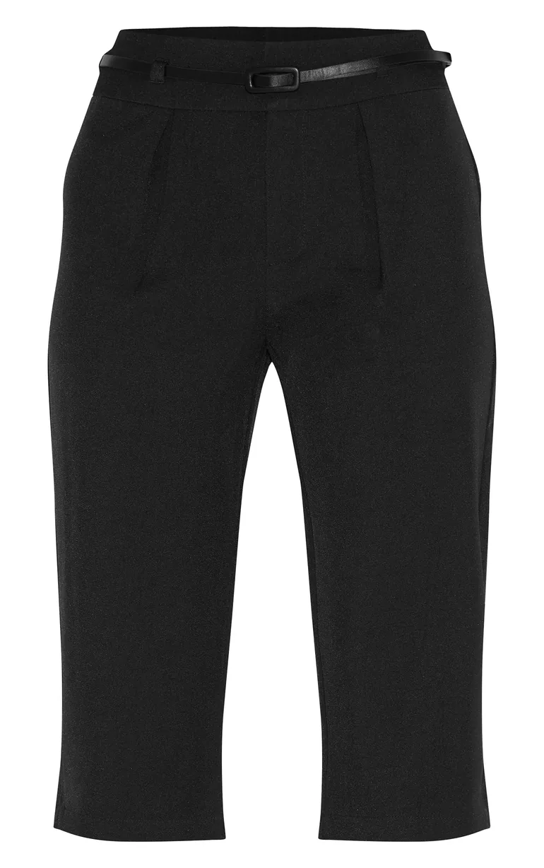 Black Woven Belt Detail Capri's - 4