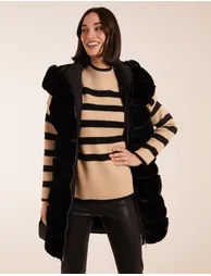 Faux Fur Detail Belted Gilet - 3