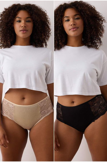 Black-Skin 2 Pack Plus Size Panties