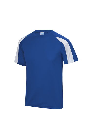 AWDis Just Cool Kids Unisex Contrast Plain Sports T-Shirt - Royal Blue/Arctic White