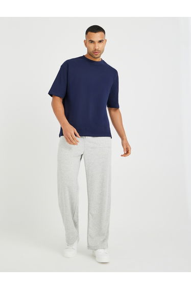 Embossed Oversized Open Hem Joggers with Drawstring