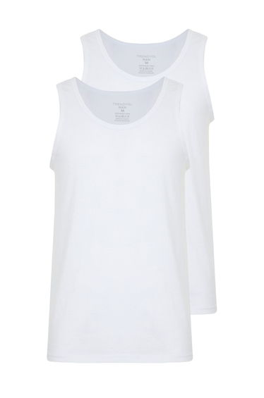 Men's White Basic 2-Pack Underwear Undershirt