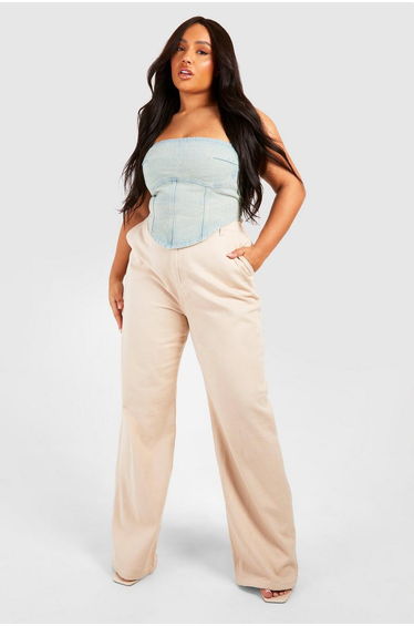 Plus Washed Bandeau Top - acid wash light blue