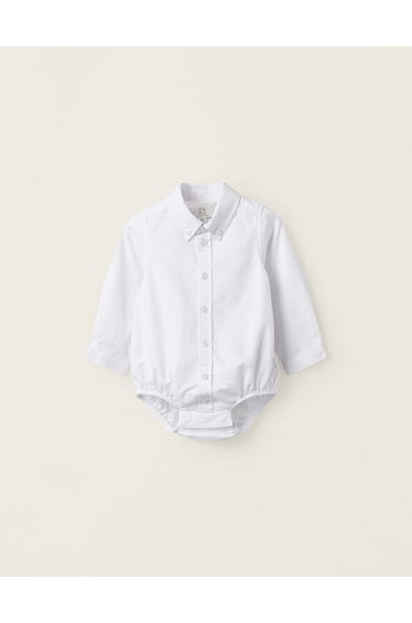 Wrapover Bodysuit in Cotton for Newborns, White