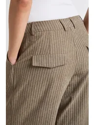 Peached Pleat Front Wide Leg Trouser - khaki - 3