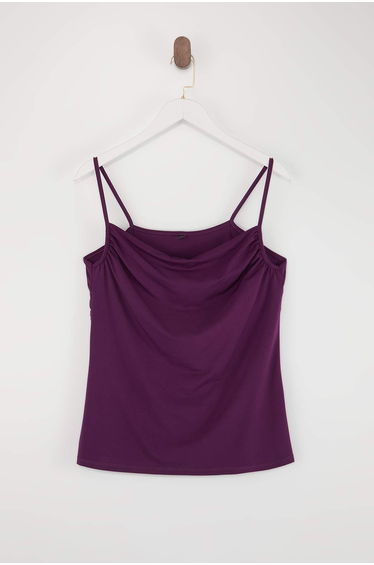 Plum Degaje Collar Strap Knitted Blouse