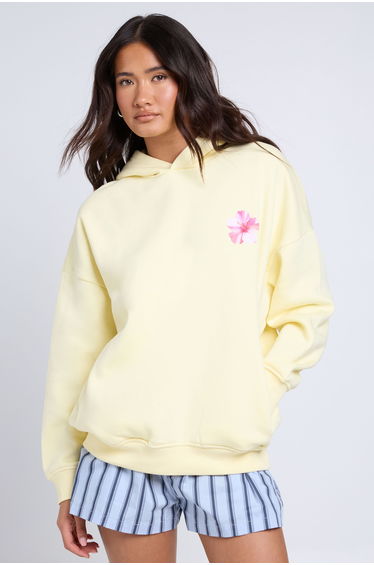 Sea Shell Printed Oversized hoodie - lemon
