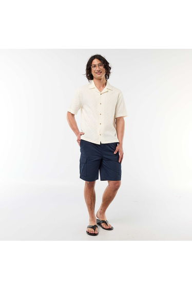 Short-Sleeved Patterned Knit Shirt WHITE