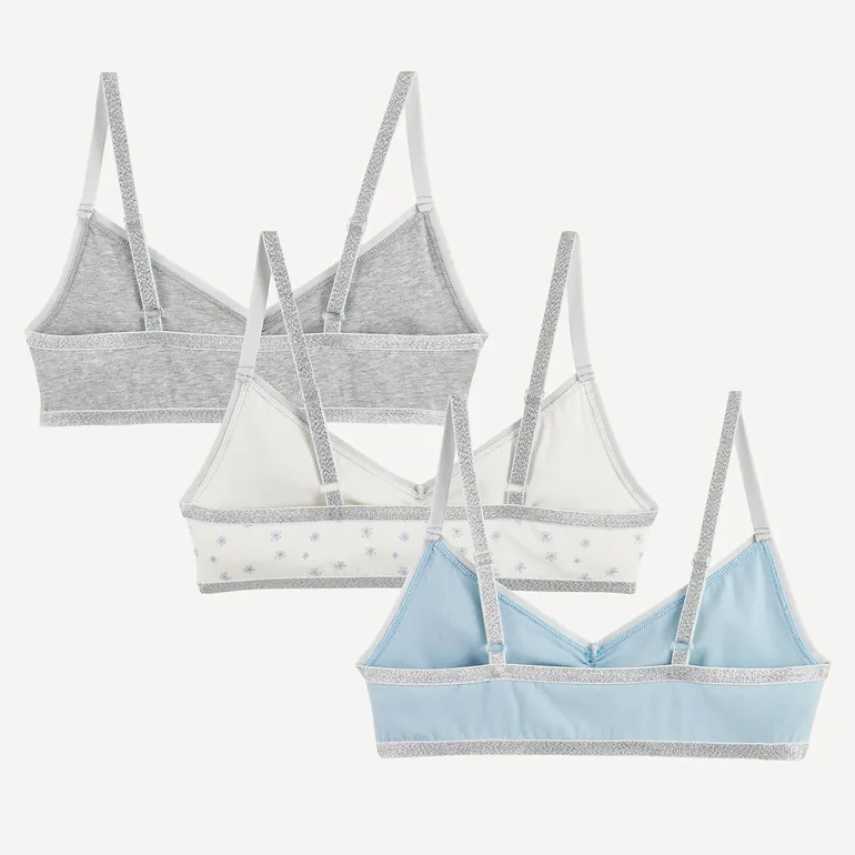 Triangle Bralettes with Shoestring Straps in Pack of 3 - 3