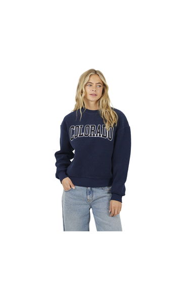 Brave Soul Womens/Ladies Colorado Borg Extra Long Sweatshirt - Dark Navy/Black