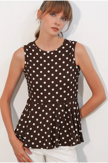 BDART Polka Dot Sleeveless Crepe Blouse