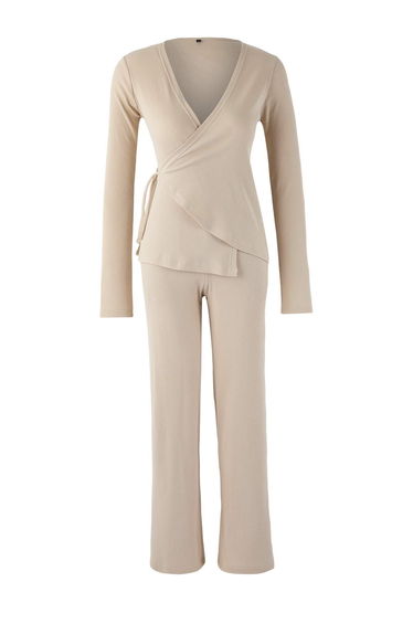 Taş Anvelop Wideleg/Wide Leg Knitted Top and Bottom Set