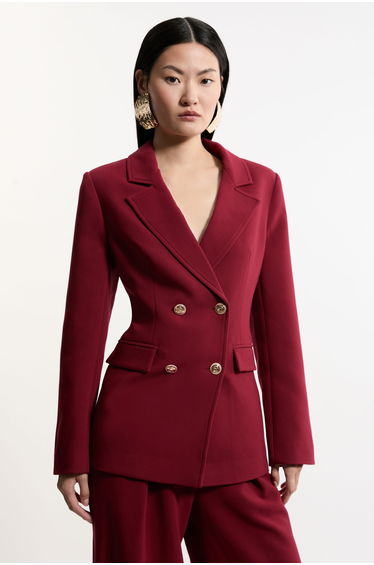 Compact Stretch Essential Tailored Doubled Breasted Blazer