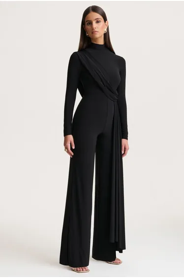 Havenna | Black High-Neck Jumpsuit