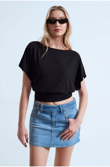 Dilvin Women's Modal Blend Cut-out Crew Neck Blouse