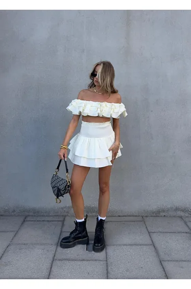 Arabella Co-ord RaRa Mini Skirt -Cream