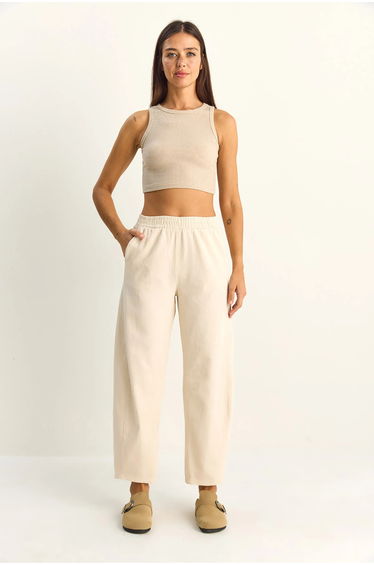 LUCCI Elastic Waist Straight Leg Pants with Pockets