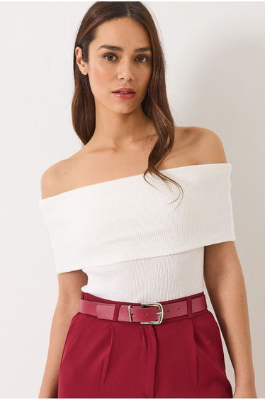 Women's Madonna Collar Ribbed Basic Blouse