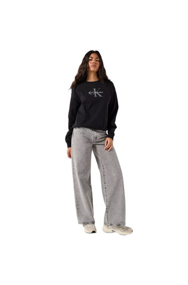 Calvin Klein Womens/Ladies Logo Long-Sleeved Sweatshirt - Black