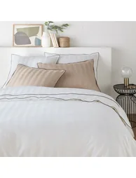 شرشف سرير قطن ساتان مغسول مخطط بحواف مطاطية - 4