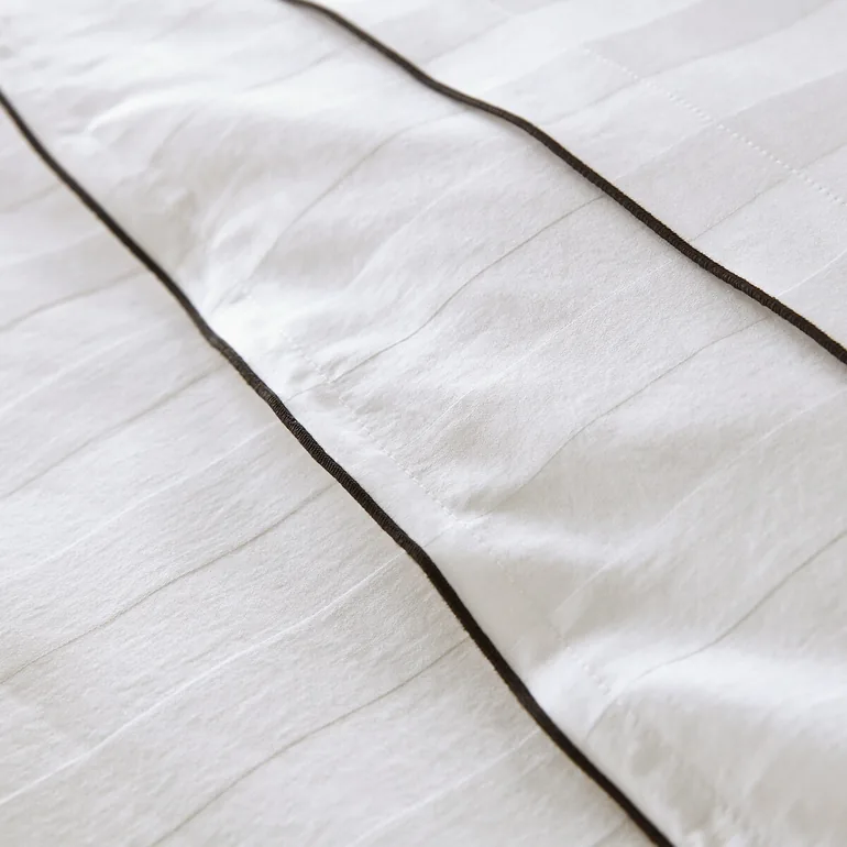 شرشف سرير قطن ساتان مغسول مخطط بحواف مطاطية - 5