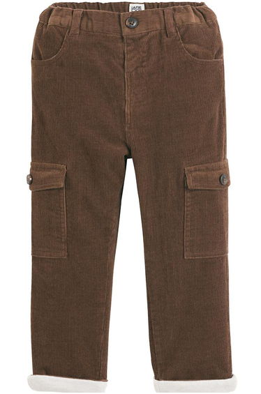 Cotton Corduroy Straight Trousers with Jersey Lining