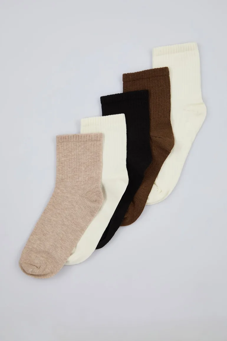 Brown Multicolor 5 Pack Cotton Knitted Socks