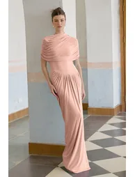 فستان ماكسي بكسرات لون زهري - 6