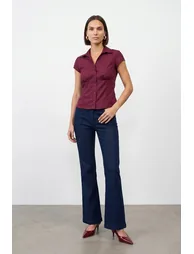 DILVIN Fitted Cotton Poplin Shirt With Tie Detail