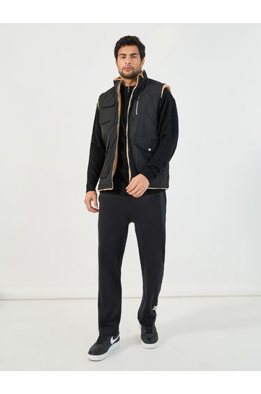 Warm Fleece Lined Gilet Jacket with Zip Detail