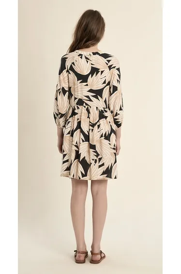 Printed Short-Sleeve Mini Dress