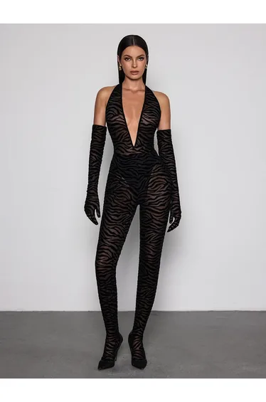 Andoni Plunge Neck Printed Jumpsuit