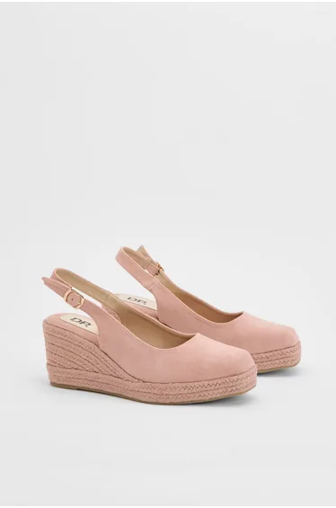Gabbie Faux Suede Mid Espadrille Slingback Wedges