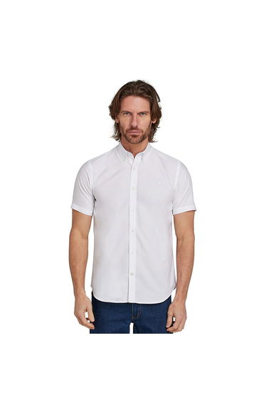 Raging Bull Mens Oxford Lightweight Short-Sleeved Shirt - White