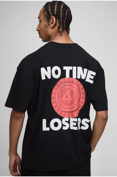 تيشيرت بوهو مان أسود بأكمام قصيرة