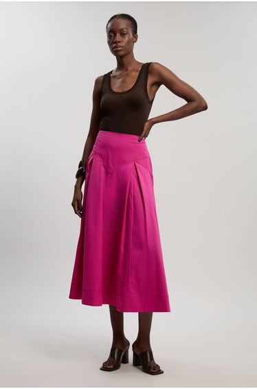 Cotton Woven Prom Skirt With Dropped Waist Detail