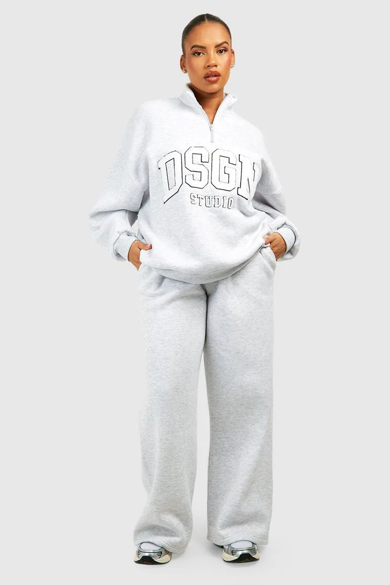 Plus Applique Dsgn Studio And Straight Leg Jogger Tracksuit