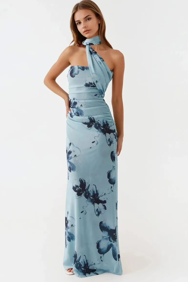 Strapless Printed Maxi Dress - 3