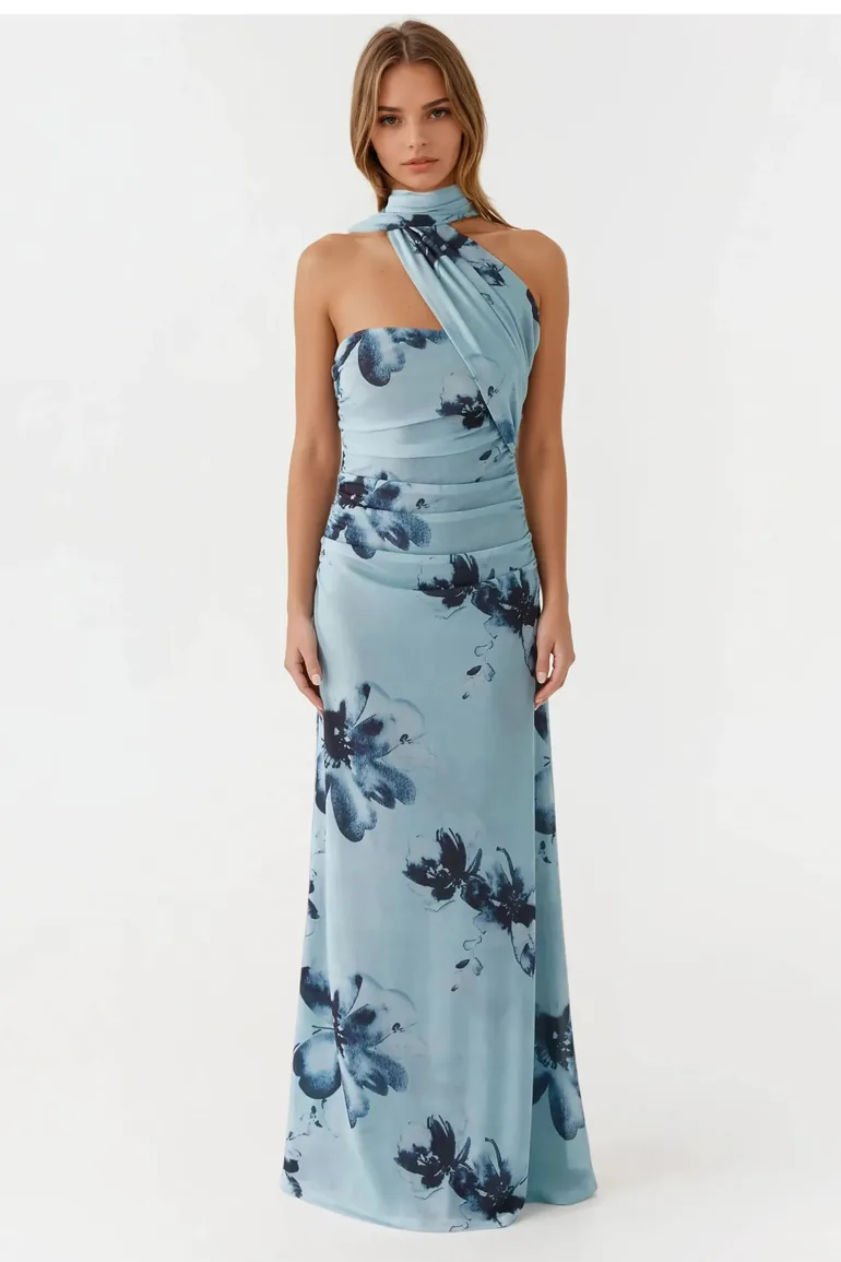 Strapless Printed Maxi Dress - 2