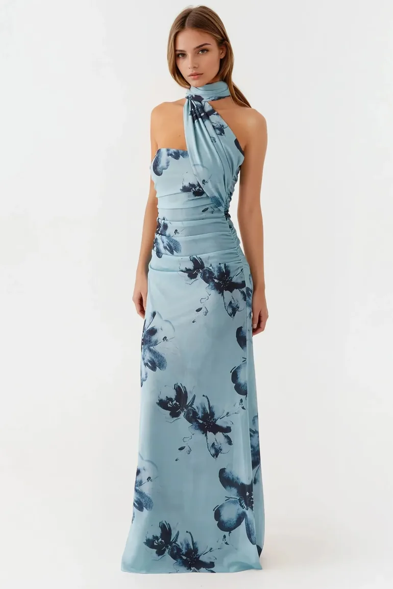 Strapless Printed Maxi Dress - 5