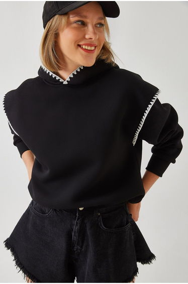 LUCCI Hooded Lace Detail Relaxed Fit Hoodie