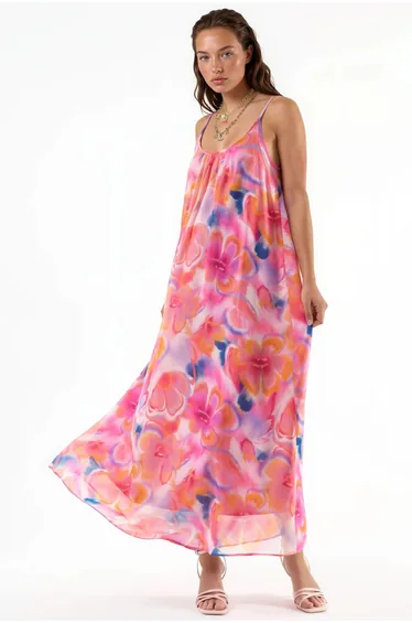 BUSEM Floral U Collar Midi Dress