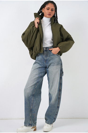 BDART Thick Bomber Puff Coat with Zipper Collar