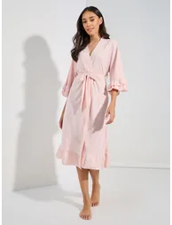 روب جيرسية بحواف و بأكمام كشكش