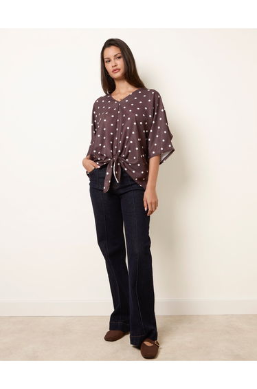 Polka Dot Knot Front Top