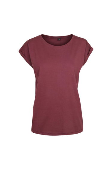 Womens/Ladies Extended Shoulder T-Shirt - Cherry