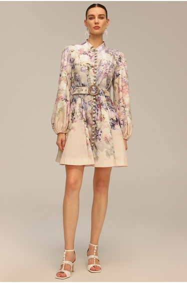 Patti Long Sleeve Floral Printed Mini Dress