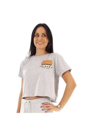 Friends Womens/Ladies Central Perk Sofa Crop T-Shirt - Grey Marl