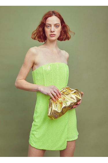 Stella Sequin Corset Mini Dress - Acid Green