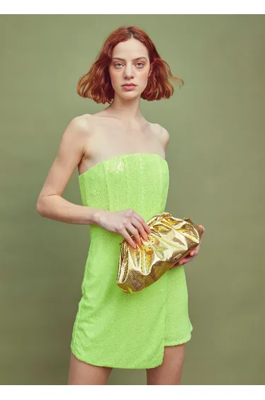 Stella Sequin Corset Mini Dress - Acid Green